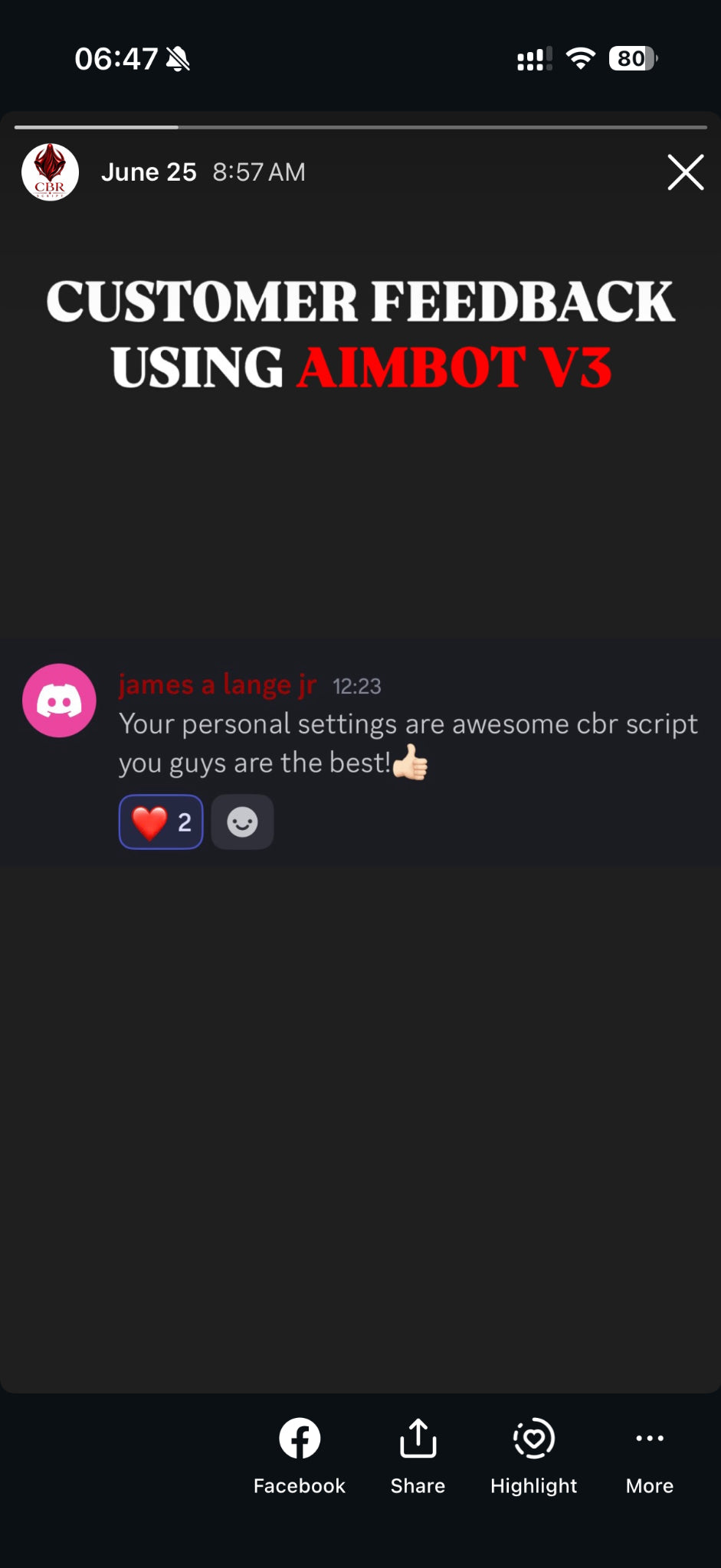 Original customer feedback message 34