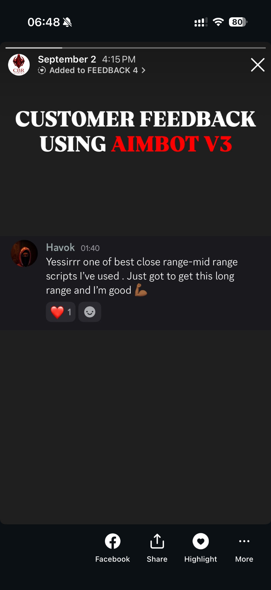 Original customer feedback message 40