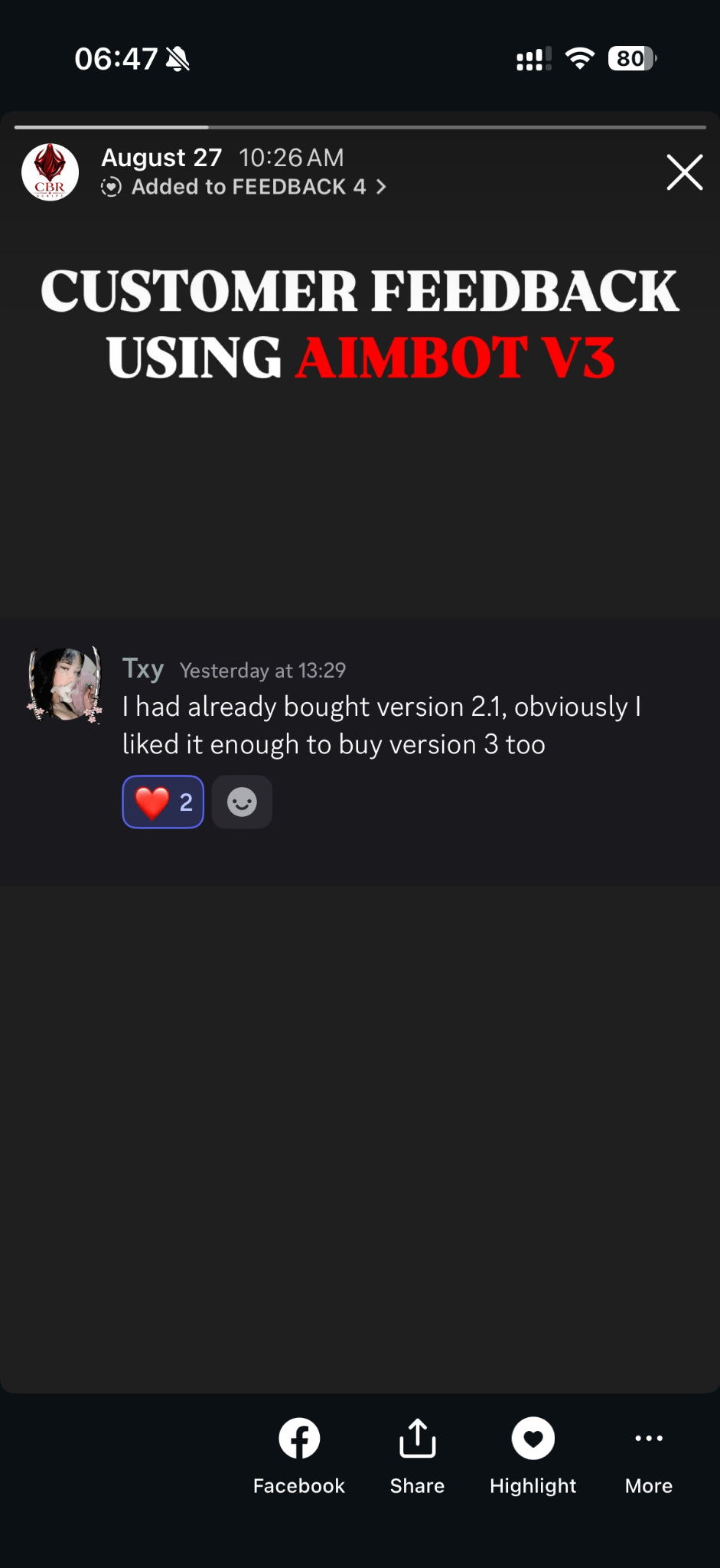 Original customer feedback message 39