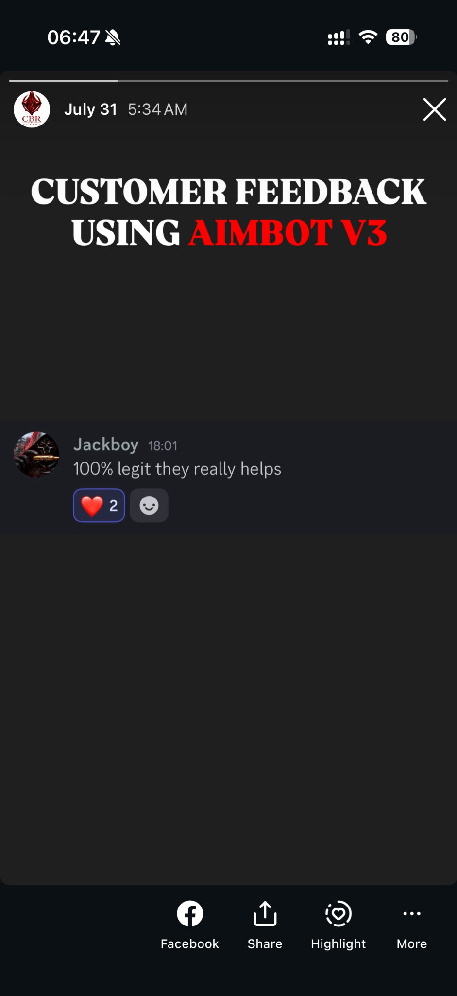 Original customer feedback message 36