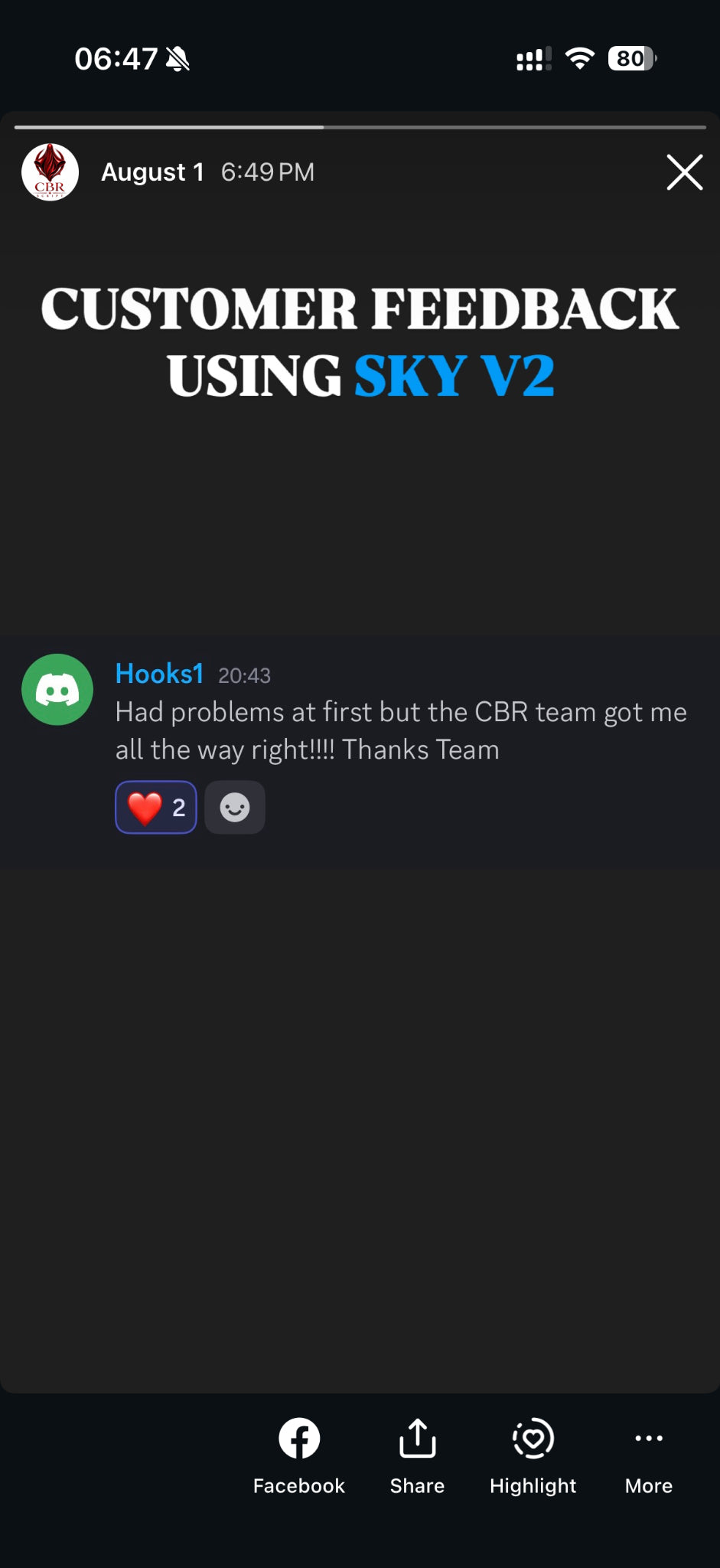 Original customer feedback message 37