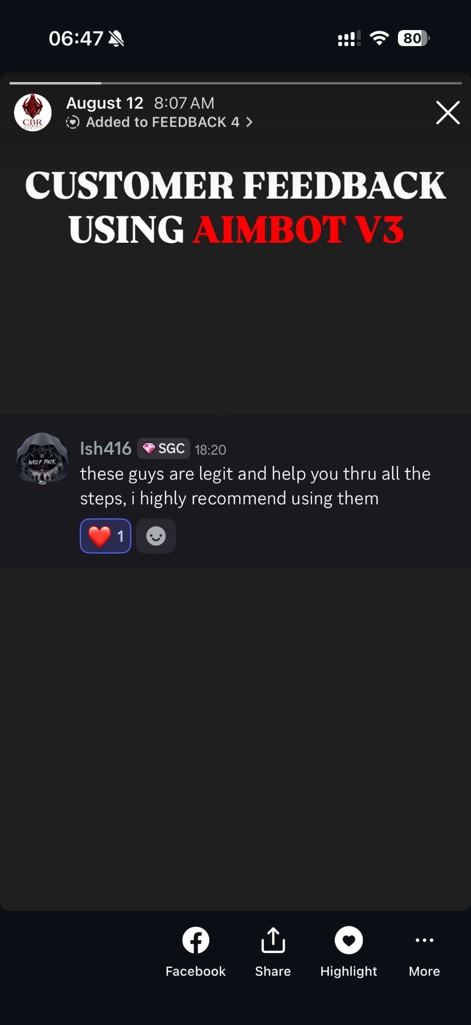 Original customer feedback message 38